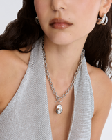 Waterproof Molten Pebble Chain Necklace in Silver
