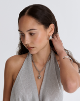 Waterproof Molten Pebble Chain Necklace in Silver
