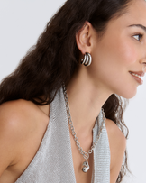 Waterproof Molten Pebble Chain Necklace in Silver