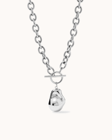 Waterproof Molten Pebble Chain Necklace in Silver