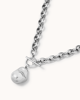 Waterproof Molten Pebble Chain Necklace in Silver
