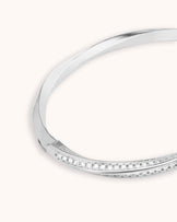 Twisted Cubic Zirconia Pavé Bangle in Silver