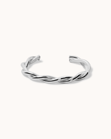 Classic Twisted Rope Cuff Bangle in Silver