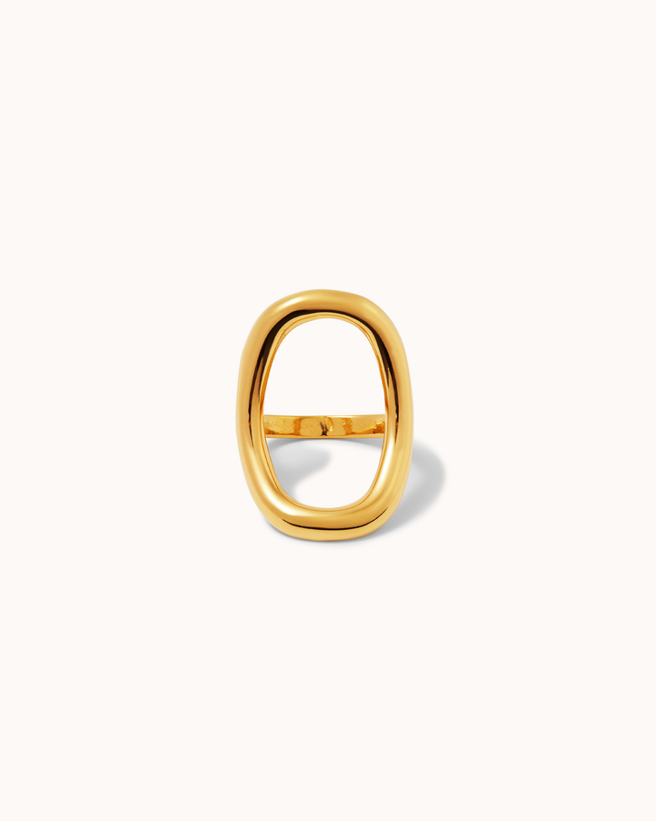 Waterproof Large Open Circle Chunky Ring in Gold
