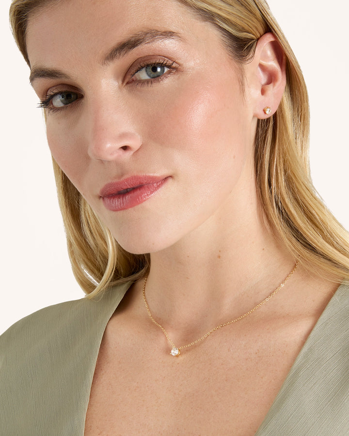 Gift Set: Solitaire Necklace, Bracelet & Earrings in Gold