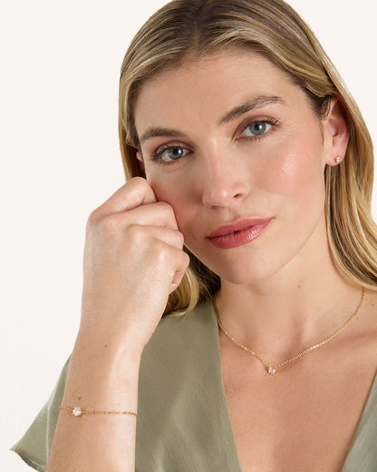 Gift Set: Solitaire Necklace, Bracelet & Earrings in Gold