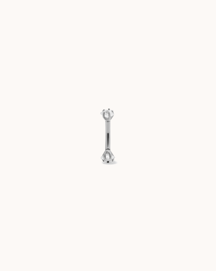 Classic Cubic Zirconia Barbell Earrings in Silver