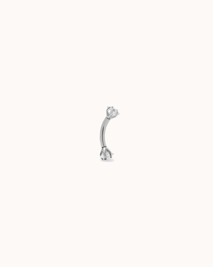 Classic Cubic Zirconia Barbell Earrings in Silver
