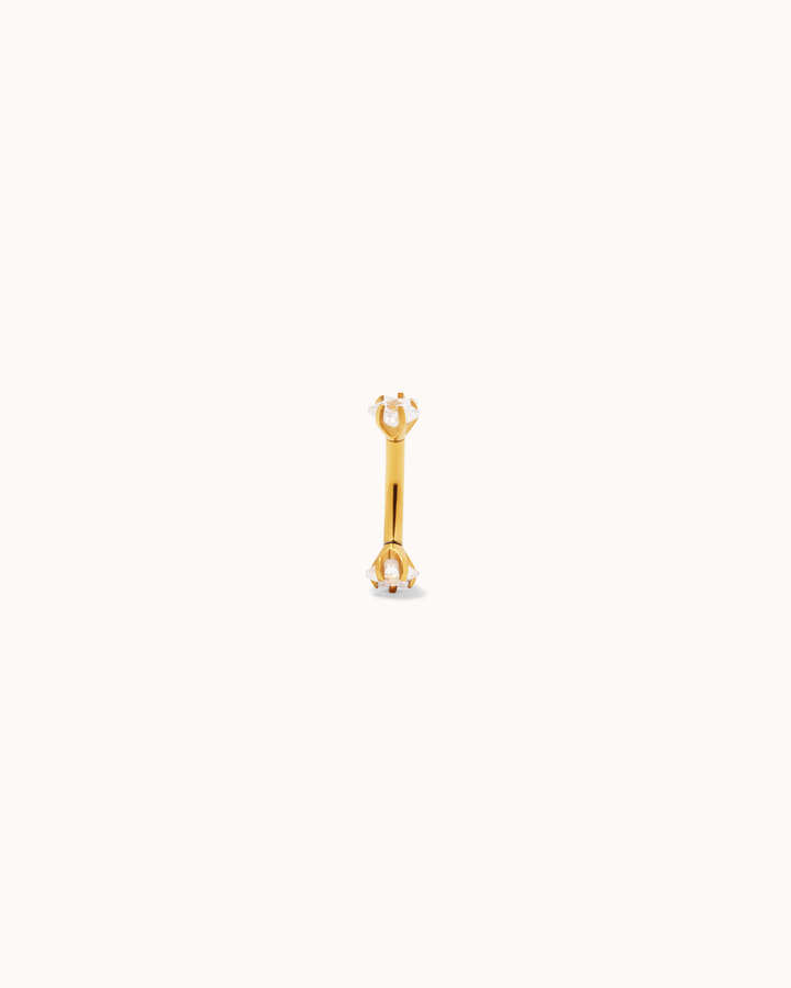 Classic Cubic Zirconia Barbell Earrings in Gold