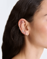 Cubic Zirconia Flat Back Hoop Earrings in Silver