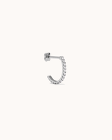 Cubic Zirconia Flat Back Hoop Earrings in Silver