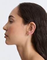Cubic Zirconia Flat Back Hoop Earrings in Gold