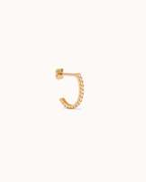 Cubic Zirconia Flat Back Hoop Earrings in Gold