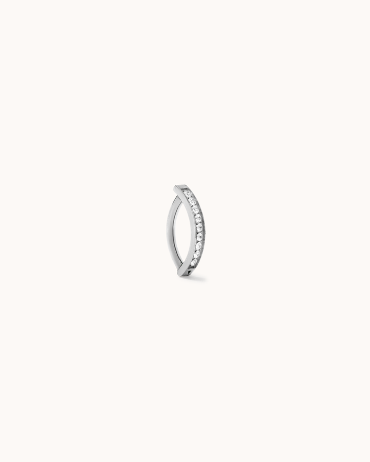 Curved Cubic Zirconia Pavé Belly Bar in Silver