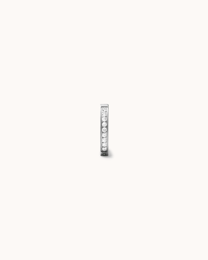 Curved Cubic Zirconia Pavé Belly Bar in Silver