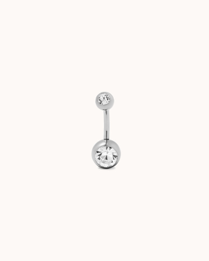 Classic Cubic Zirconia Belly Bar in Silver