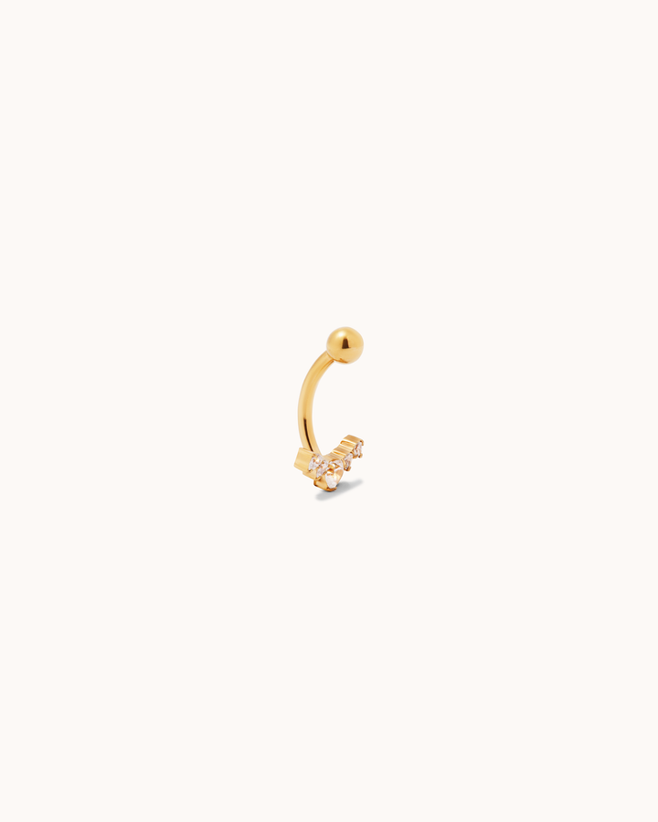 Heart Crawler Cubic Zirconia Belly Bar in Gold