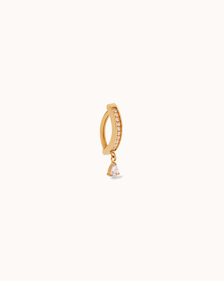 Curved Drop Cubic Zirconia Belly Bar in Gold