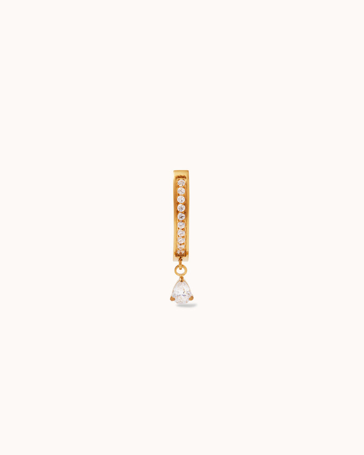 Curved Drop Cubic Zirconia Belly Bar in Gold