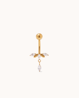 Marquise Fan Drop Cubic Zirconia Belly Bar in Gold