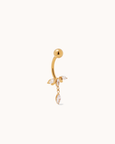 Marquise Fan Drop Cubic Zirconia Belly Bar in Gold