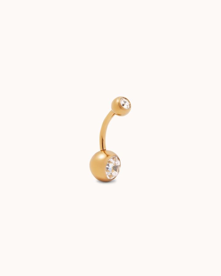 Classic Cubic Zirconia Belly Bar in Gold