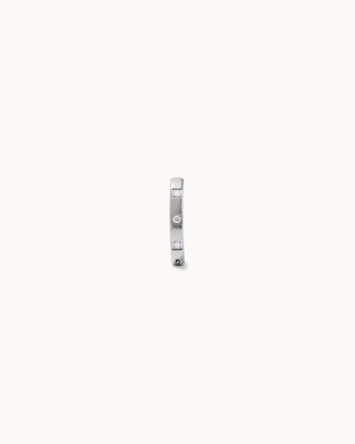 Triple Cubic Zirconia Curved Belly Bar in Silver