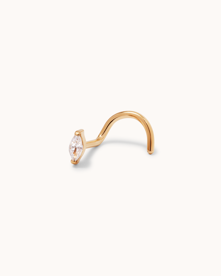 Marquise Cubic Zirconia Nose Stud in Gold