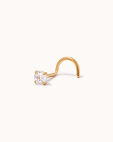 Round Cubic Zirconia Nose Stud in Gold