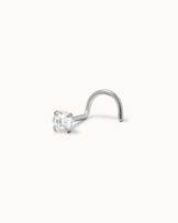 Round Cubic Zirconia Nose Stud in Silver