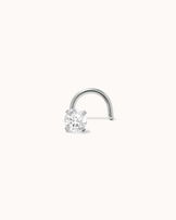 Round Cubic Zirconia Nose Stud in Silver