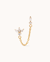 Double Marquise Cubic Zirconia Flat Back Piercing Studs in Gold
