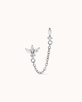 Double Marquise Cubic Zirconia Flat Back Studs in Silver