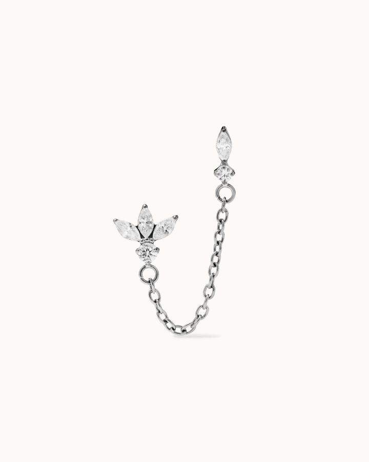 Double Marquise Cubic Zirconia Flat Back Studs in Silver