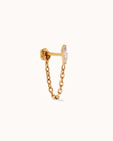 Double Marquise Cubic Zirconia Flat Back Chain Stud in Gold