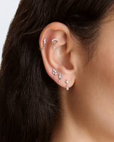 Double Marquise Cubic Zirconia Flat Back Chain Stud in Silver