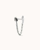 Double Marquise Cubic Zirconia Flat Back Chain Stud in Silver