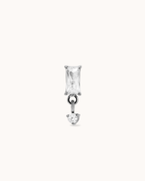 Baguette Drop Cubic Zirconia Flat Back Stud in Silver