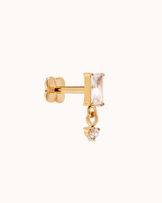 Baguette Drop Cubic Zirconia Flat Back Stud in Gold