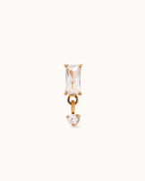 Baguette Drop Cubic Zirconia Flat Back Stud in Gold