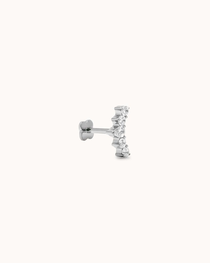 Graduated Pear Cubic Zirconia Flat Back Stud in Silver