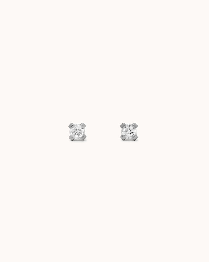 Classic Cubic Zirconia Flat Back Studs in Silver