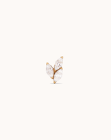 Triple Leaf Cubic Zirconia Flat Back Earring in Gold