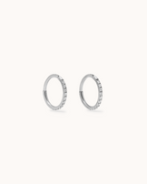 Cubic Zirconia Pavé Sleeper Earrings in Silver