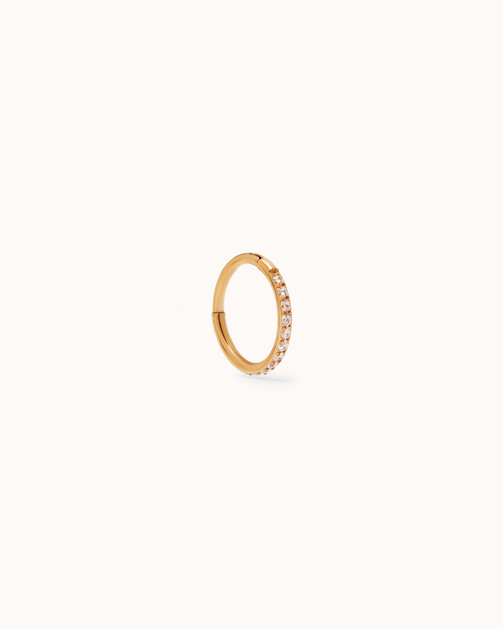 12mm Cubic Zirconia Pavé Single Sleeper Earrings in Gold