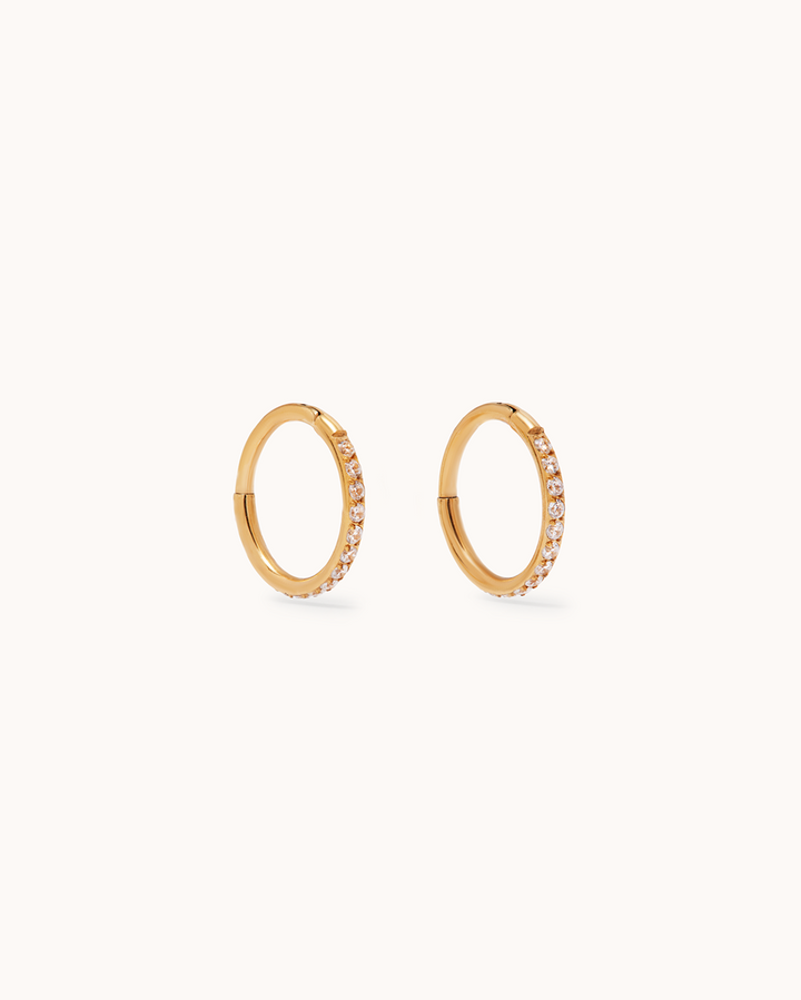 Cubic Zirconia Pavé Sleeper Earrings in Gold