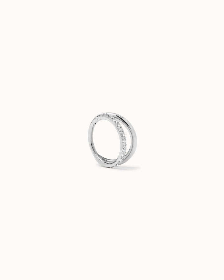 Cubic Zirconia Illusion Huggie in Silver