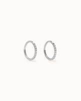 Cubic Zirconia Pavé Sleeper Earrings in Silver