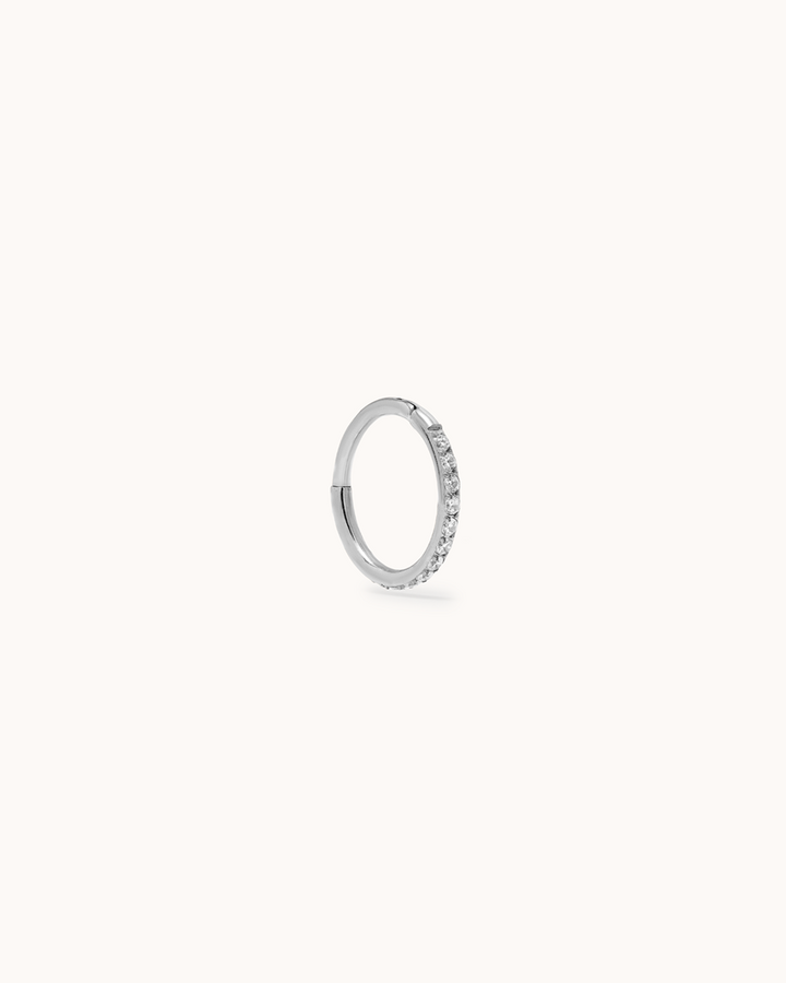 12mm Cubic Zirconia Pavé Single Sleeper Earrings in Silver