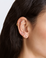 Triple Chain Cubic Zirconia Pavé Sleeper Earrings in Gold